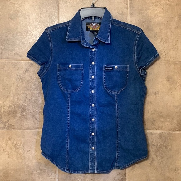 Harley Davidson Denim Top size Medium - Picture 1 of 7